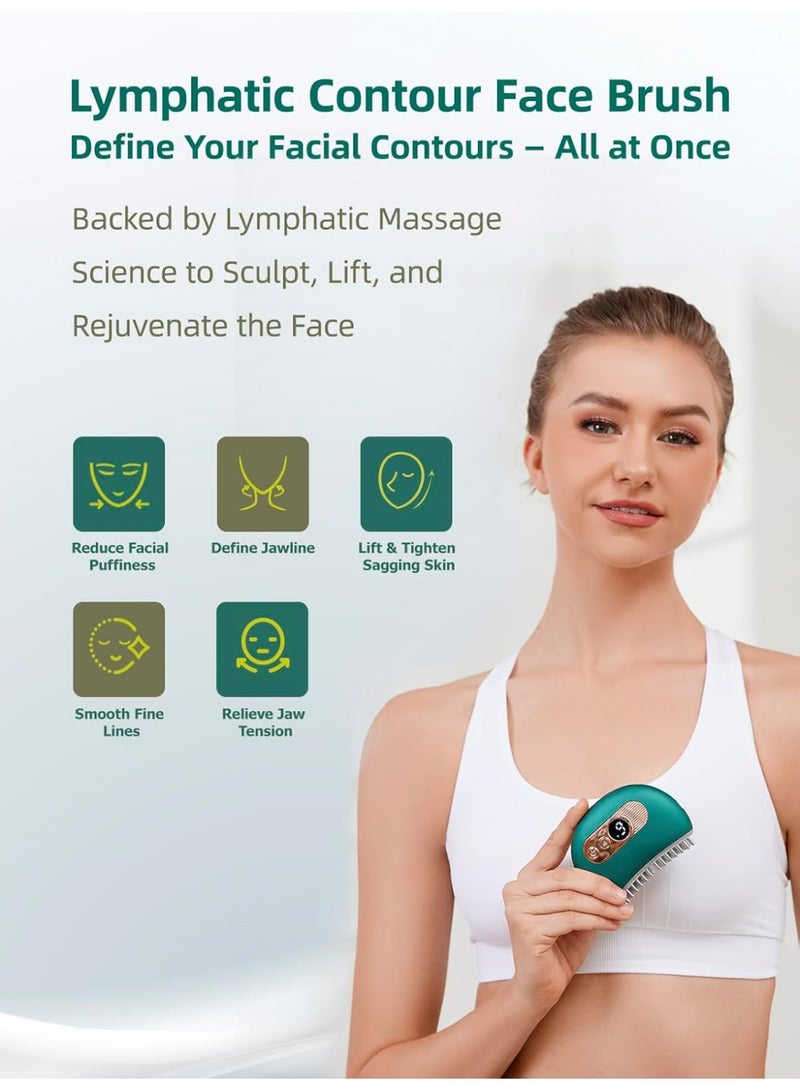 general Lymphatic Contour Face Brush – Face Massager for Lymphatic Drainage, Double Chin Reducer, and Facial Sculpting – Gentle Vibrating Lymphatic Drainage Tool for Jawline & Puffiness - Green - Image 2