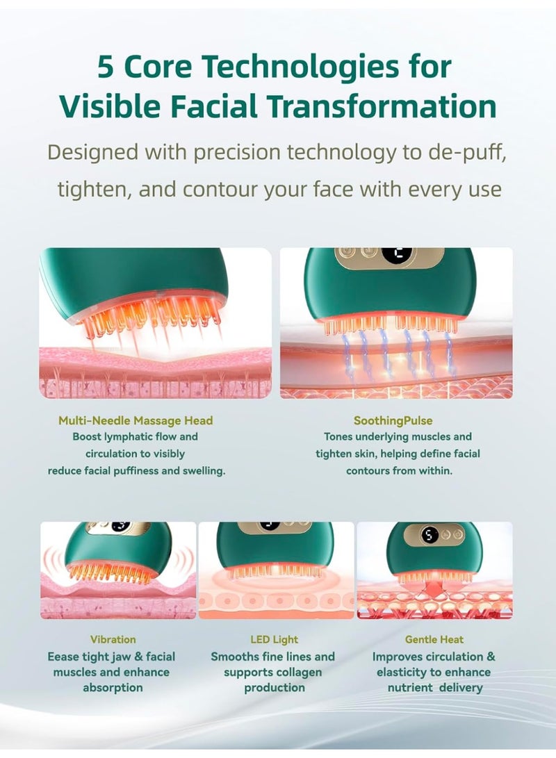 general Lymphatic Contour Face Brush – Face Massager for Lymphatic Drainage, Double Chin Reducer, and Facial Sculpting – Gentle Vibrating Lymphatic Drainage Tool for Jawline & Puffiness - Green - Image 3