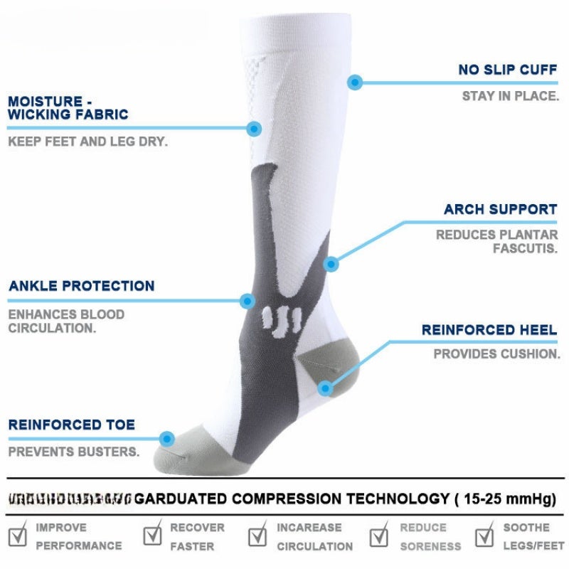 Compression Socks Blue Elastic Fine Material Socks - Comfy Durable Long Tube Socks for Sports Use - Image 3