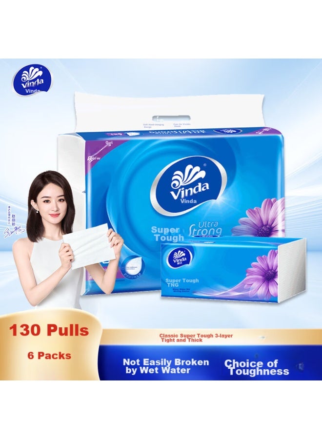 Vinda Ultra Strong 3-ply 130 Sheets*6 Packs S Size, Water-resistant, Toilet Paper, Tissue Paper, Napkins, Paper Towels - Image 1