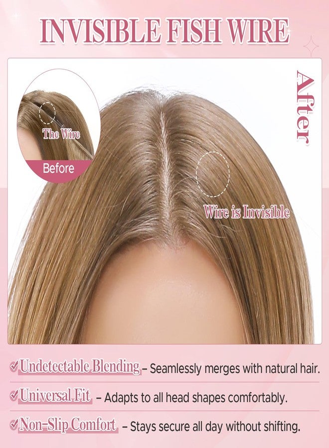 سيجو وصلات شعر سيجو هالو، شعر بشري طبيعي ريمي، وصلات شعر بسلك غير مرئي للنساء، خيط شفاف قابل للتعديل، مقاس 16 بوصة، 65 غرام، رقم الموديل 12RP613R، لون بني ذهبي وأشقر فاتح - Image 5