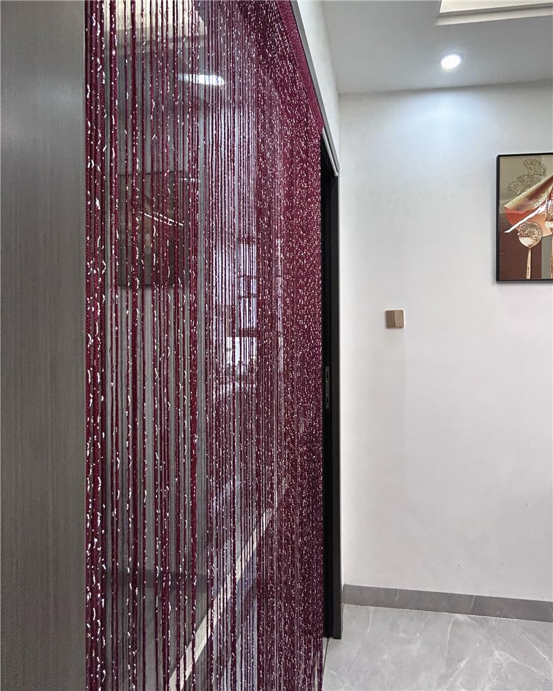 ave split Decorative Door String Curtain Wall Panel Fringe Window Room Divider Blind Divider Tassel Screen Home 100cm*200cm (Red wine18) - Image 5