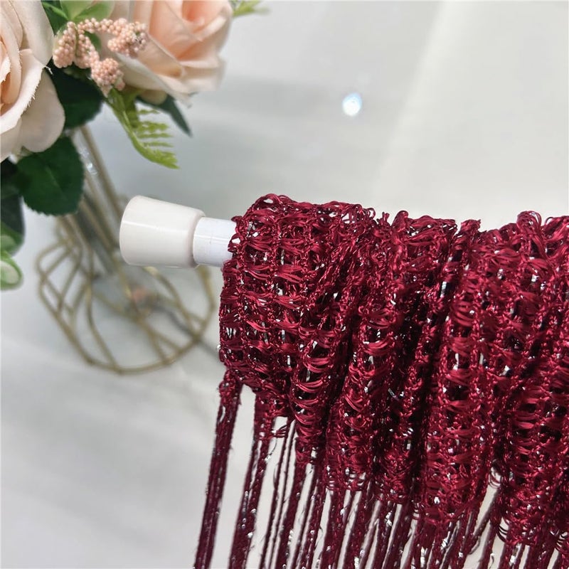 ave split Decorative Door String Curtain Wall Panel Fringe Window Room Divider Blind Divider Tassel Screen Home 100cm*200cm (Red wine18) - Image 2