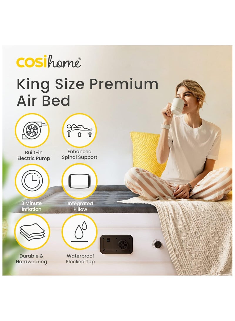 Cosi Home King Sized Air Bed - Premium King Inflatable Mattress With a Built-in Electric Pump, Integrated Raised Pillow and Storage Bag - Image 2