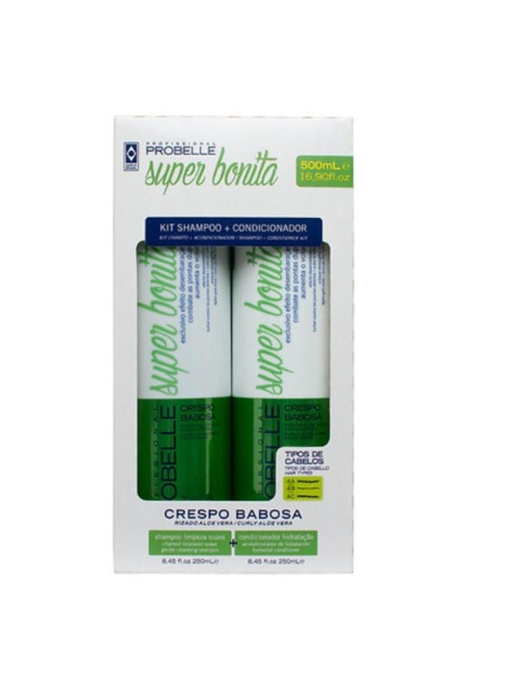 Kit Probelle Super Bonita Crespo Babosa Shampoo 250ml + Condicionador 250ml