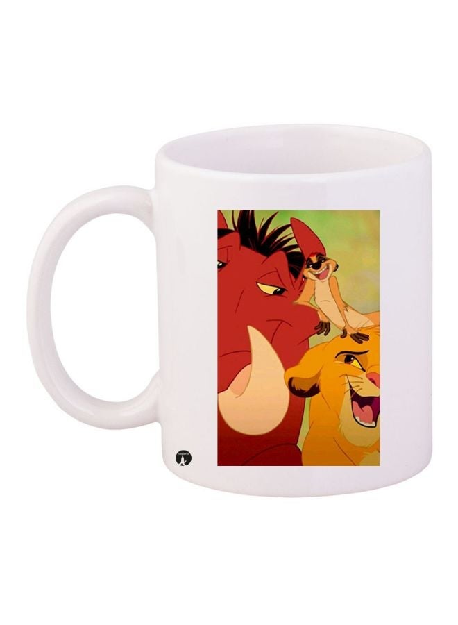 RYN Cartoon Characters Printed Coffee Mug White/Yellow/Brown 11ounce