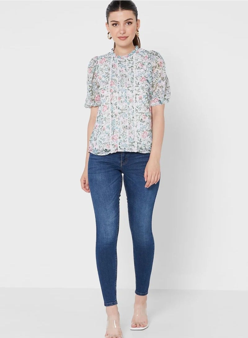 Oasis Tie Detail Ruffle Hem Floral Print Dress - Image 4