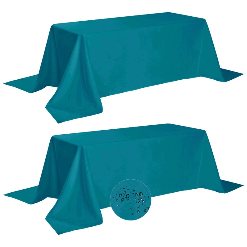 Fokitut 2 Pack Waterproof Rectangle Tablecloth 90x132 InchStain Resistant and Wrinkle Polyester Table Cloth Fabric Table Cover for Kitchen Dining Wedding Party Holiday DinnerCaribbean Blue