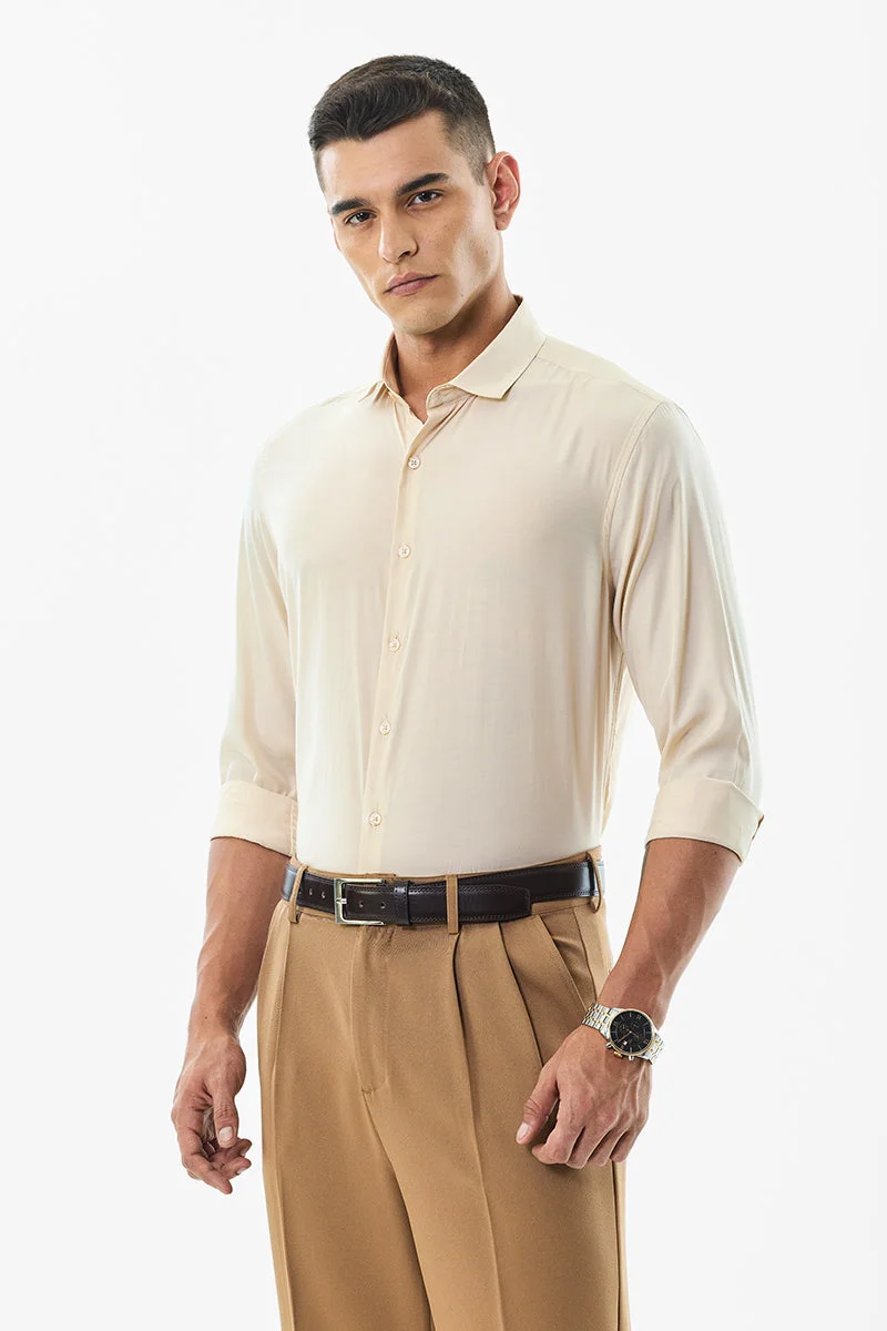 SNITCH Regular Fit Beige Shirt