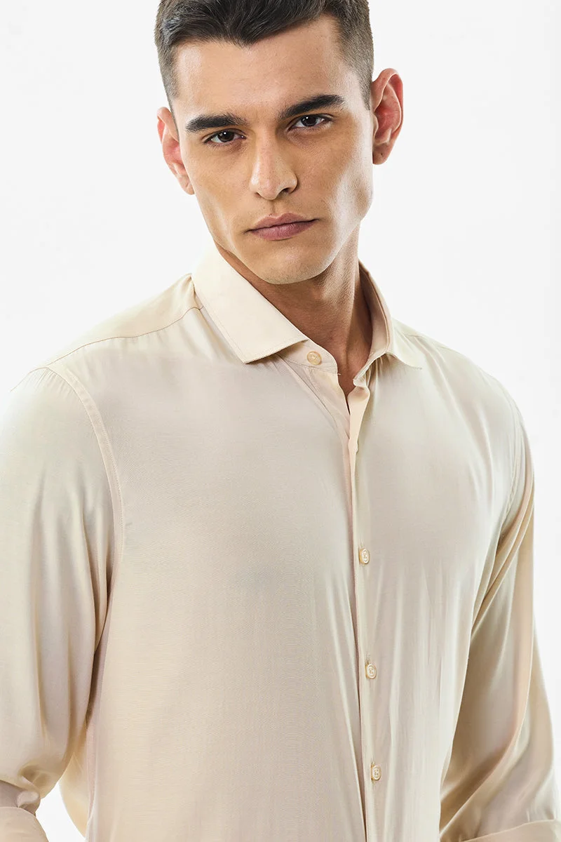 SNITCH Regular Fit Beige Shirt