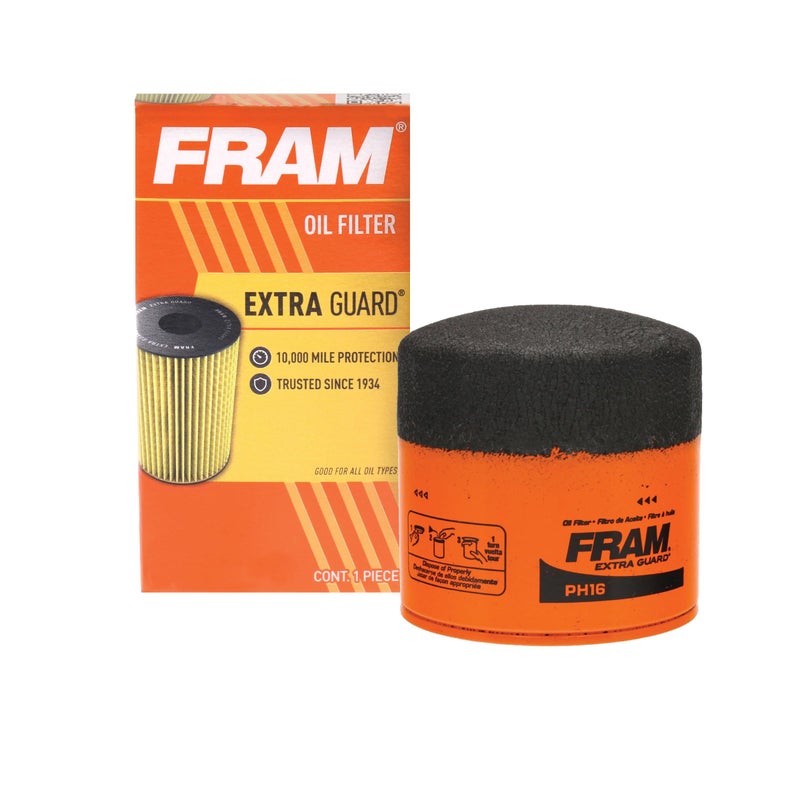 فلتر زيت المحرك Fram Extra Guard PH16 للموديلات المختارة من السيارات، تغيير كل 10,000 ميل، فترة، فترة، تركيب دوار