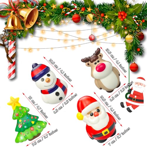 funnysquee 4 Pcs Santa Claus Snowman Elk Christmas Tree Stress Ball Set Christmas Squishies Bulk Stress Relief Squeeze Toys for Kid Adult Gift Collect Christmas - Image 5