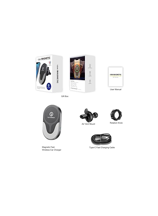 TUTONICA Automatic 15W Magnetic Wireless Car Charger For IPHONE AND ANDROID For Car Phone Holder Air Vent Mount AND Dashboard Bracket - Image 3