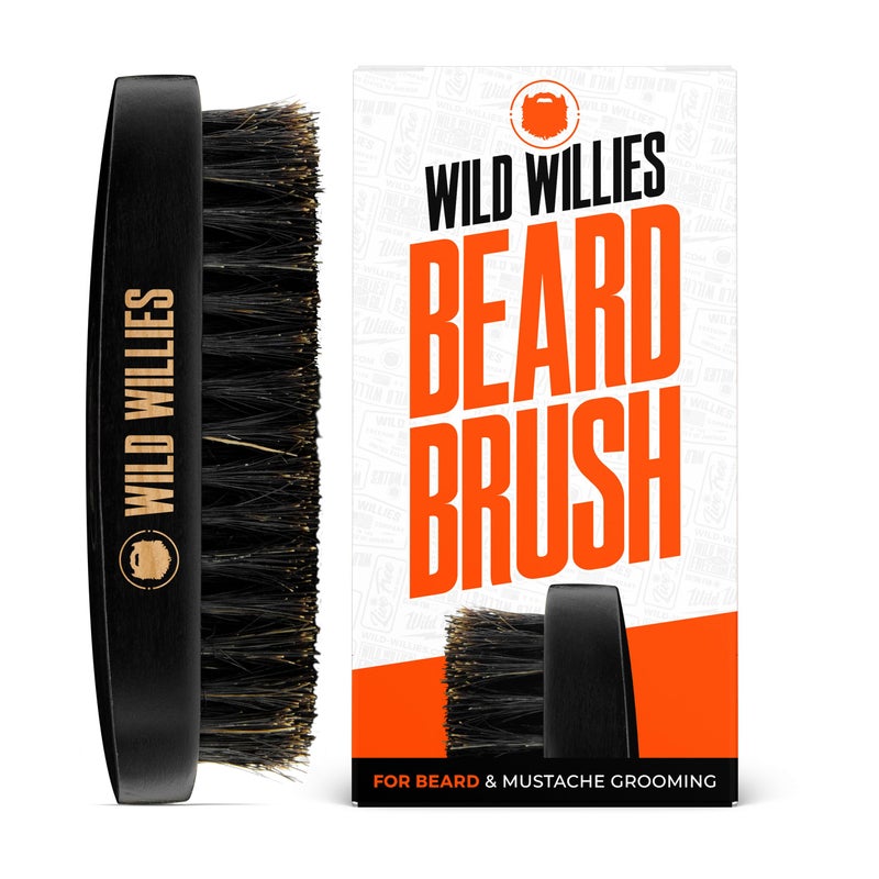 Wild Willies Natural Boar Bristle Brush for Hair Beard Multipurpose Boar Bristle Hair Brush for Grooming Slick Back Hair Beard and Mustache Travel Size Beard Hair Brush for Men