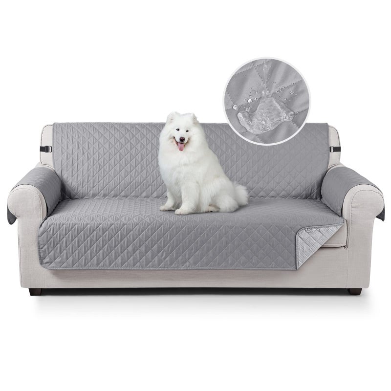 TAOCOCO Sofa Covers 100 Waterproof Sofa Slipcovers 3 SeaterNon Slip Cover for KidsDogsPetsWashable Sofa Protector with Elastic StrapGreyUPDATE of Cloth
