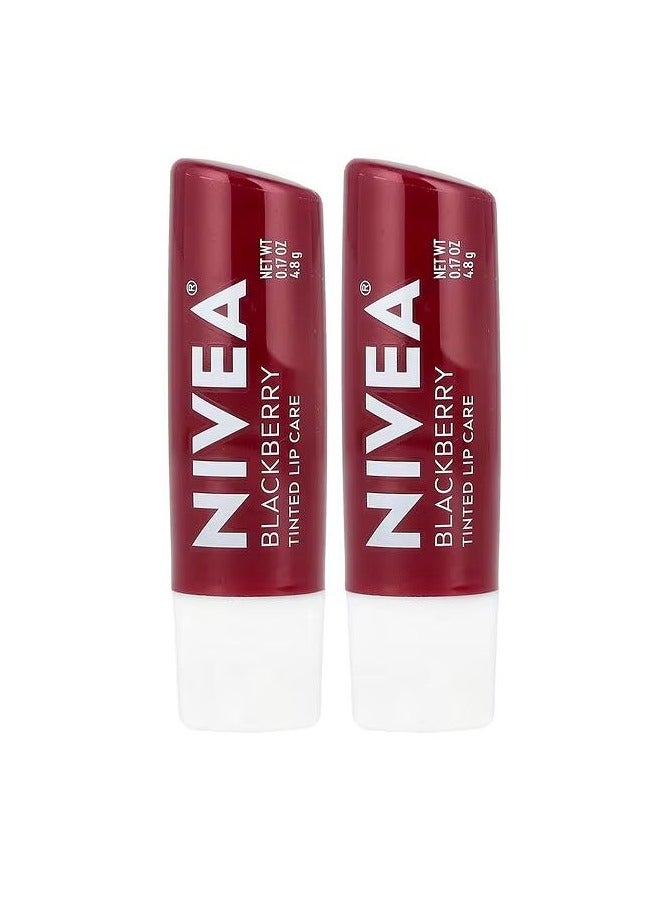 Nivea نيفيا ملون للعناية بالشفاه بلاك بيري 2 عبوة 0.17 أونصة 4.8 جم لكل منهما