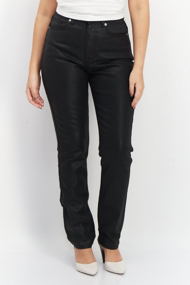 NA-KD Women Regular Fit Dark Wash Stretchable Denim,  Black - Image 1