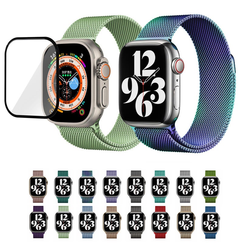 إيروريكس لساعة Apple Watch Series 10 مقاس 46 مم، سوار ميلانو من الفولاذ المقاوم للصدأ مع غشاء منحني ثلاثي الأبعاد (فضي) - Image 5