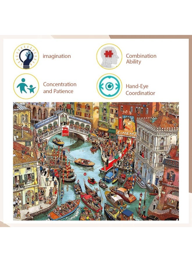 لعبة تركيب صور مكونة من 1000 قطعة للكبار والصغار - لعبة تعليمية وزخرفية ملونة، لعبة كبيرة للترفيه العائلي وفن الحائط - Image 2
