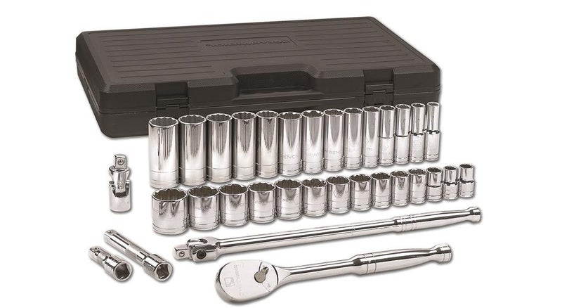 GearWrench مجموعة أدوات ميكانيكية GEARWRENCH 33 قطعة 1/2" درايف 12 نقطة، قياسي وعميق، SAE - 80714D - Image 2