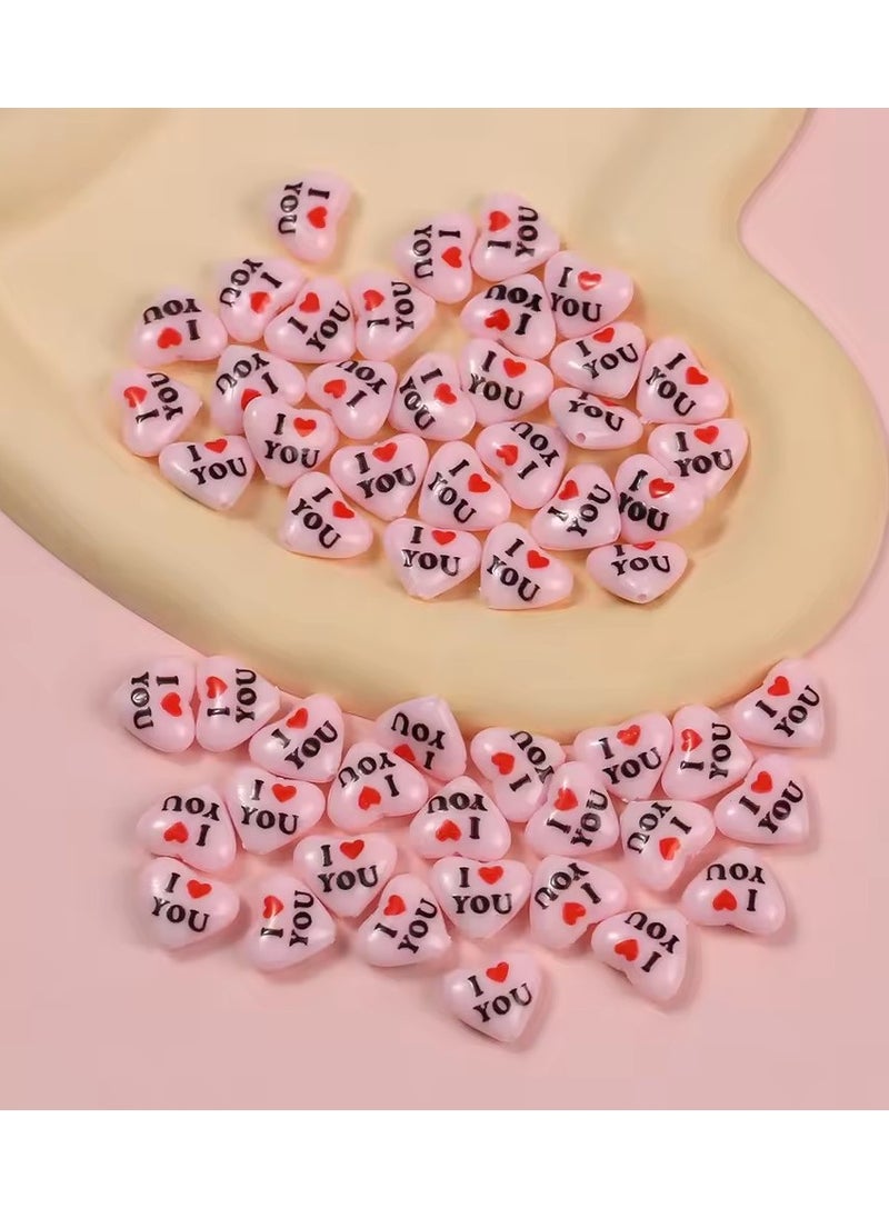 Goolsky 20Pcs I Love You Pink Black White Heart Bead With Hole Bracelet Necklace Earring Chain Jewelry Accessories Kawaii Nail Art Charm  - Image 1