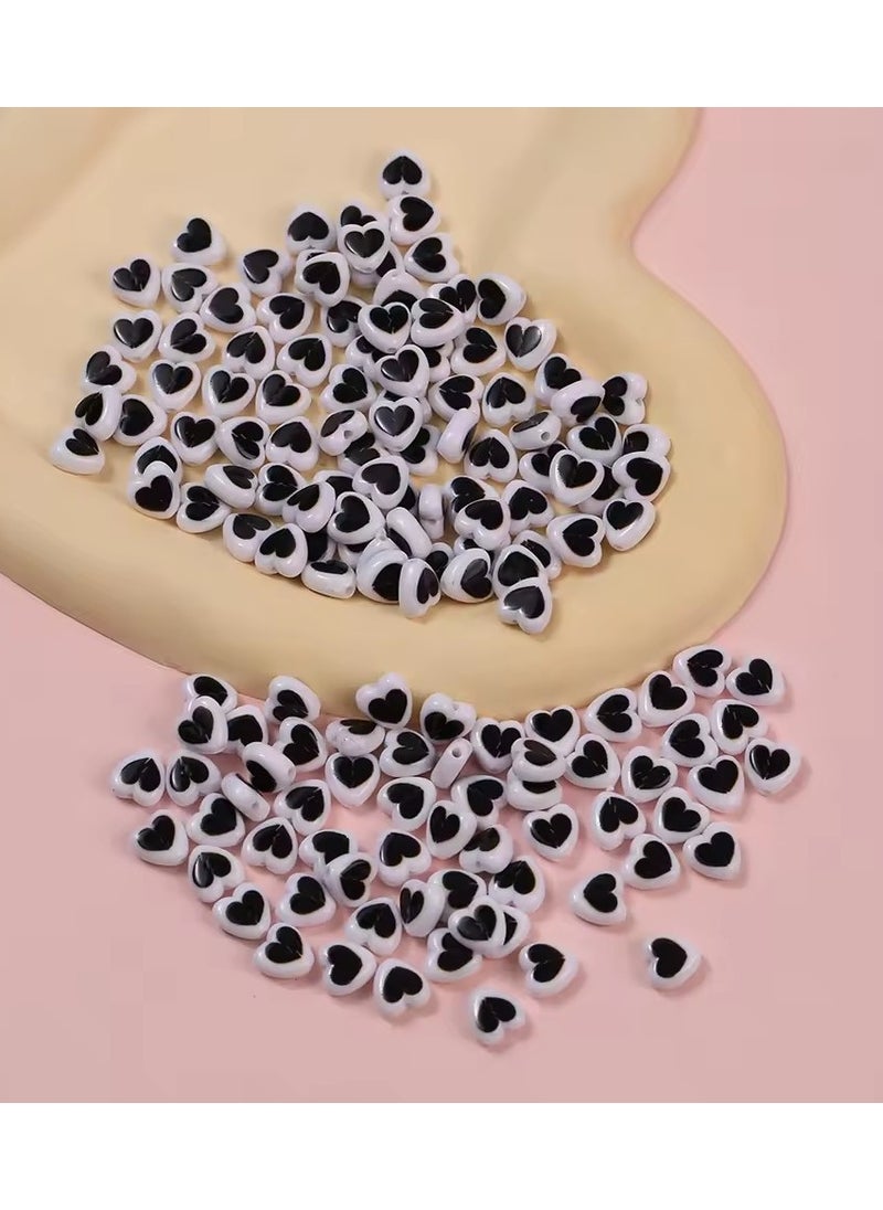 Goolsky 20Pcs I Love You Pink Black White Heart Bead With Hole Bracelet Necklace Earring Chain Jewelry Accessories Kawaii Nail Art Charm  - Image 2