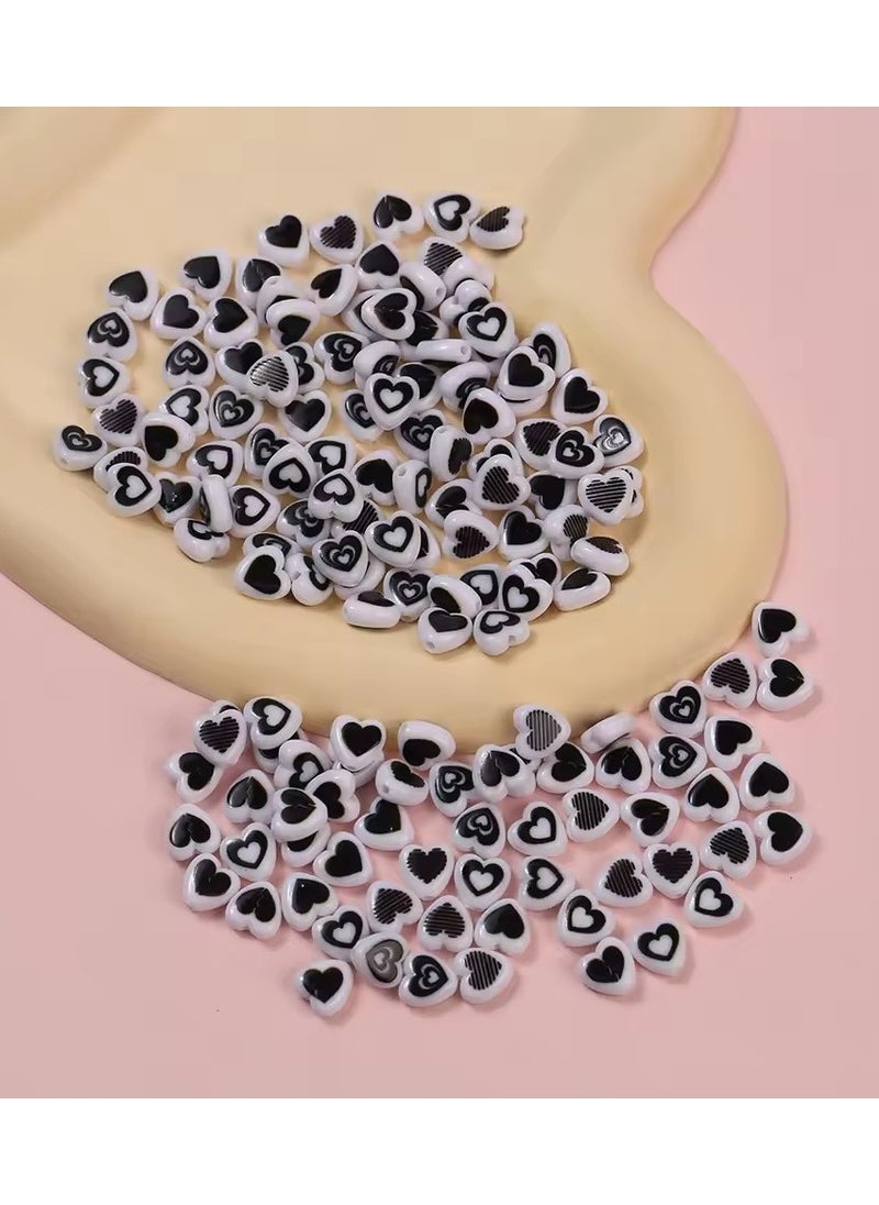Goolsky 20Pcs I Love You Pink Black White Heart Bead With Hole Bracelet Necklace Earring Chain Jewelry Accessories Kawaii Nail Art Charm  - Image 4