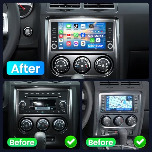 Jerqry Car Radio for Dodge Challenger 2008-2014: for Dodge Ram 1500 2500 3500 2009-2012 7'' Touch Screen Car Stereo with Wireless CarPlay & Android Auto Bluetooth WiFi GPS FM SWC Backup Camera - Image 2