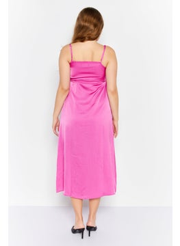 French Connection Women Solid Midi Casual Dress, Pink  - Image 3
