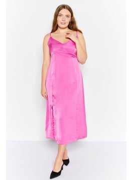French Connection Women Solid Midi Casual Dress, Pink  - Image 1