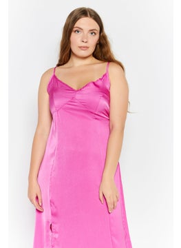 French Connection Women Solid Midi Casual Dress, Pink  - Image 4