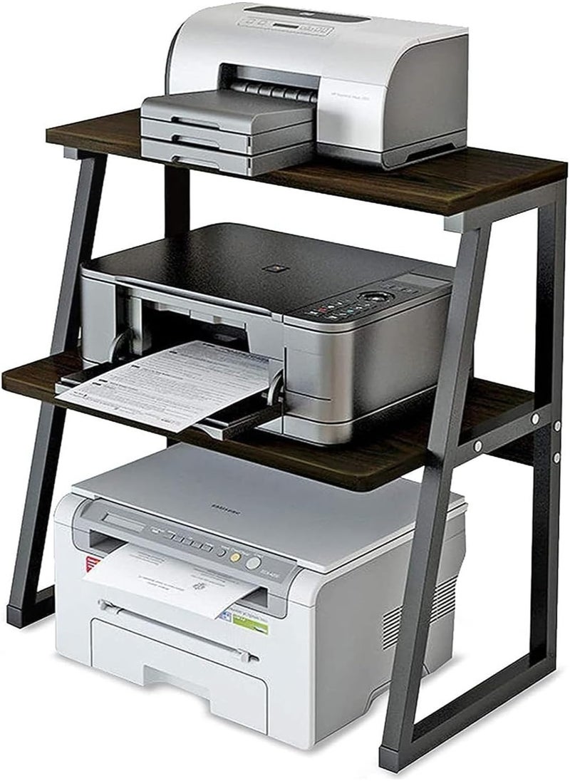 MIXDE - Printer Stand with 3-Tier Storage Shelves, Large Size Multi-Purpose Desktop Organizer for Printer, Copier, Scanner, Files, and Books, 3 Layers Shelves with Steel Frame for Home and Office - Image 1