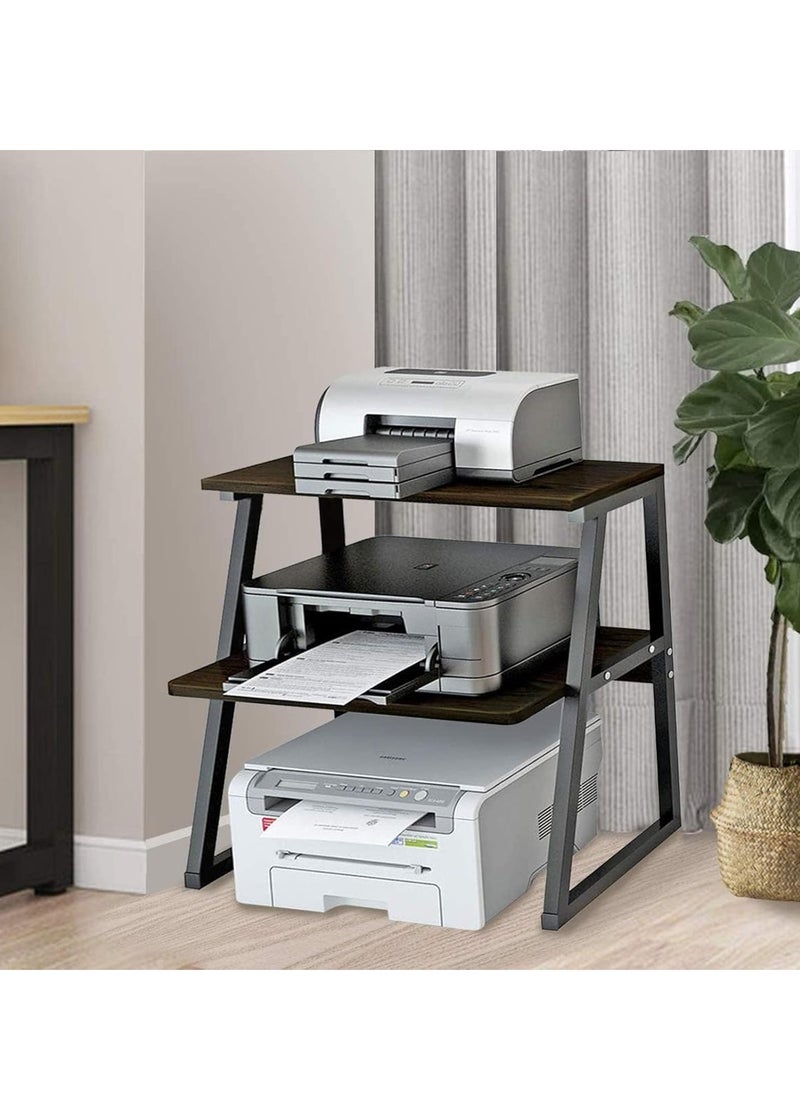 MIXDE - Printer Stand with 3-Tier Storage Shelves, Large Size Multi-Purpose Desktop Organizer for Printer, Copier, Scanner, Files, and Books, 3 Layers Shelves with Steel Frame for Home and Office - Image 1