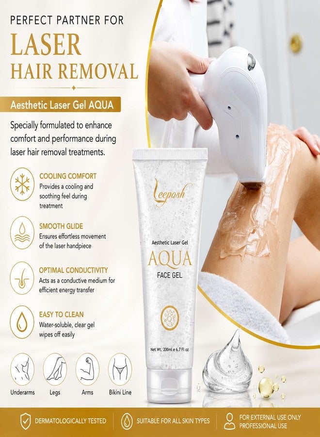 Leeposh Aqua Gel for RF, IPL & Laser Procedures | Hydrating & Skin Comfort Gel | Water-Soluble, Clear Formula | Easy Glide Conductive for Face & Body | Professional Use 200ml - Image 3
