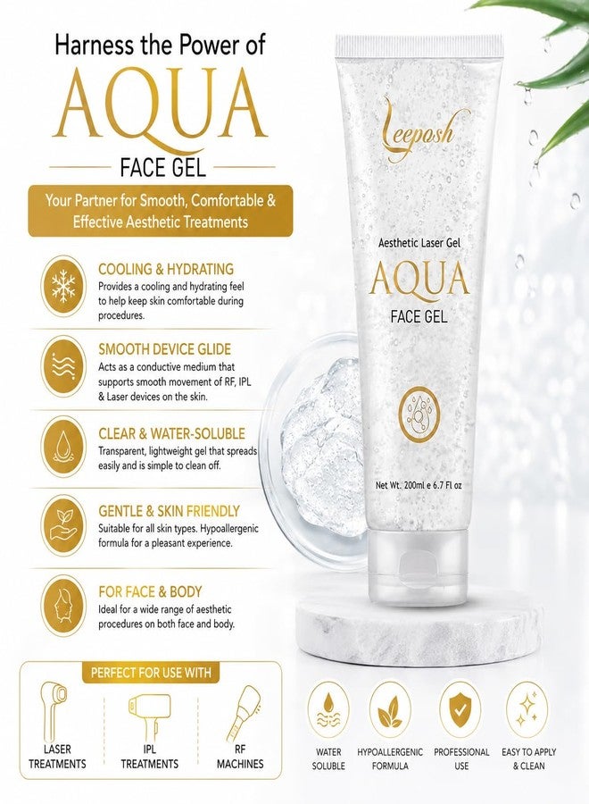 Leeposh Aqua Gel for RF, IPL & Laser Procedures | Hydrating & Skin Comfort Gel | Water-Soluble, Clear Formula | Easy Glide Conductive for Face & Body | Professional Use 200ml - Image 2