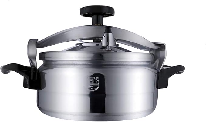 السيف 10لترات قدر ضغط ألومنيوم عريض، حجم كبير 10 لتر، توزيع حرارة متساوٍ، خامة عالية الجودة، قفل محكم، صمام أمان، مقبض علوي وجانبي، مطابق لمعايير الجودة العالمية - فضي فضي - Image 2