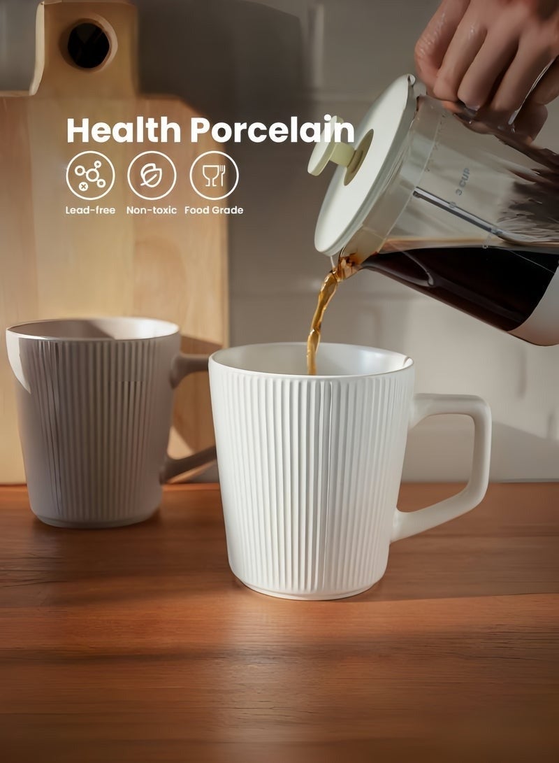 Newest 14oz/400ml Porcelain Coffee Mug, Set of 4, Mug, Large Ceramic Mug Set with Handles for Man, Wife, Dad, Mom, Boyfriend, Modern Coffee Mugs for Tea, Latte, Cappuccino, Cocoa, Dishwasher and Microwave Safe - Image 5