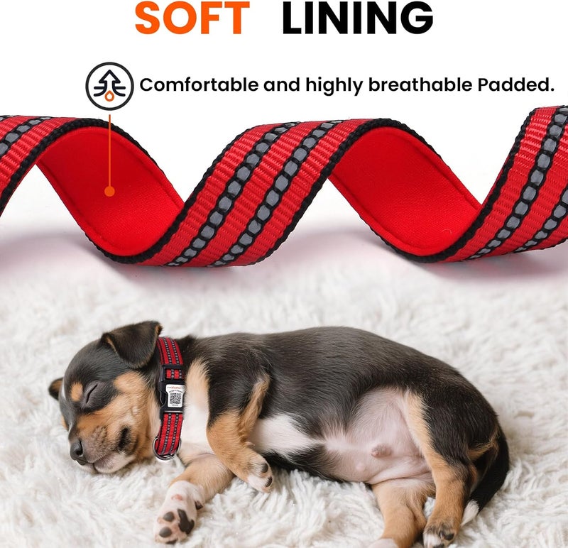 ILFINDYOU Reflective Dog Collar with QR Code Tag, Personalized Dog Collar, Safety Night Visibility, Anti-Loss Function (Red, Medium) - Image 3