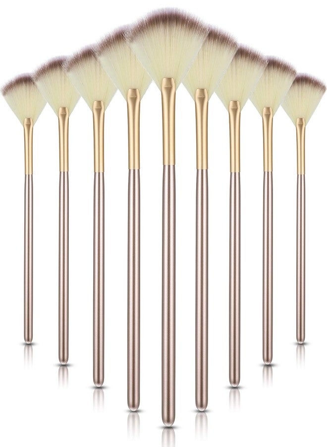 Maitys 9 Pieces Facial Fan Mask Brushes, Soft Facial Applicator Brushes Tools for Peel Glycolic Makeup for Mud Cream(Champagne) - Image 1