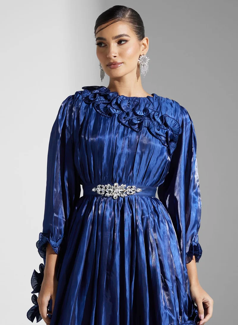 Golden Apple Ruffled Evening Dress