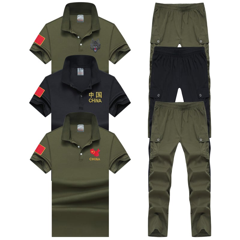 Men's Short Sleeve Polo Shirt Set Casual Business Summer Top Two-Piece
