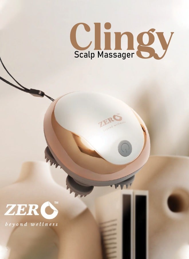 Zero Beyond Wellness Zero Healthcare Clingy 3D Meridian Scalp Massager, Head Massager - Rechargeable, 3 Massage Modes, Portable (Rose Gold) - Image 1