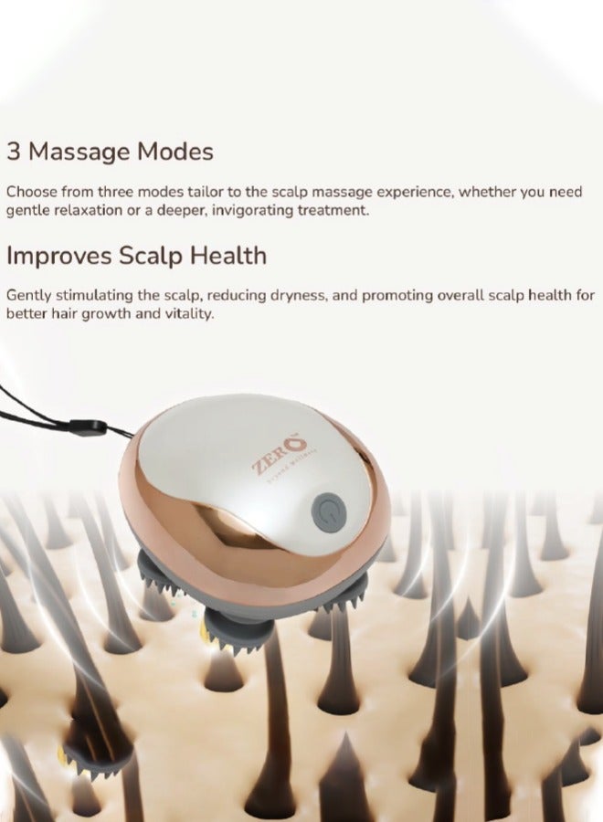 Zero Beyond Wellness Zero Healthcare Clingy 3D Meridian Scalp Massager, Head Massager - Rechargeable, 3 Massage Modes, Portable (Rose Gold) - Image 3