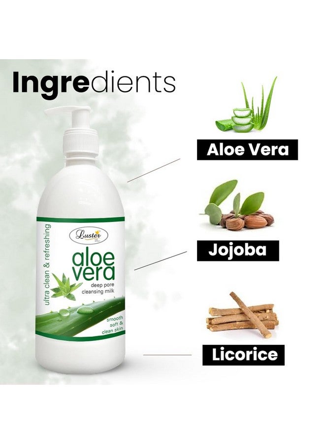 Luster Aloe Vera Cleansing Milk | Enriched With Natural Extracts | Ultra Clean & Refreshing | Cleansing Milk For Face Makeup Remover (Paraben & Sulfate Free) - 500 ml - Image 3