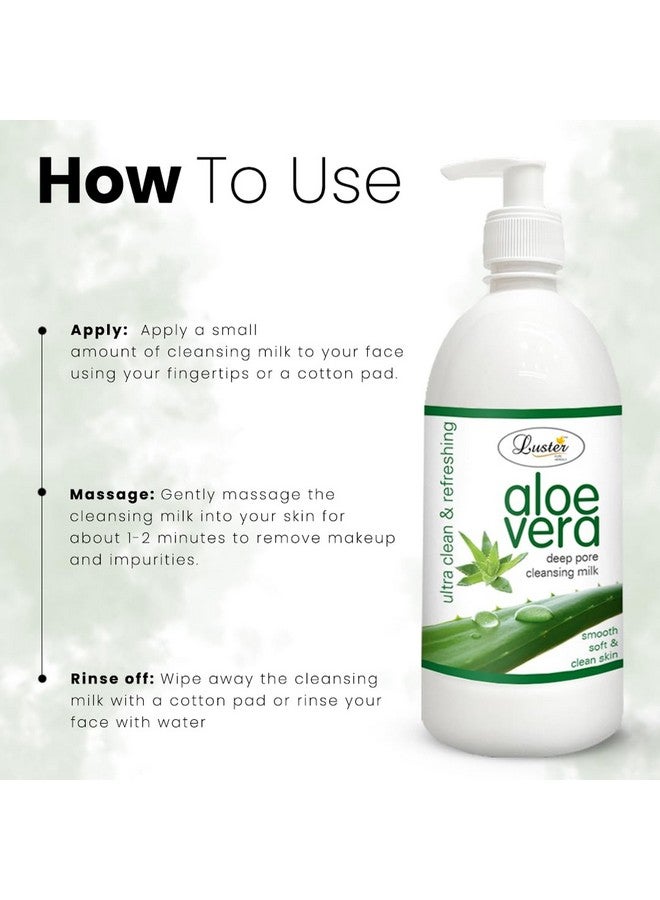 Luster Aloe Vera Cleansing Milk | Enriched With Natural Extracts | Ultra Clean & Refreshing | Cleansing Milk For Face Makeup Remover (Paraben & Sulfate Free) - 500 ml - Image 4