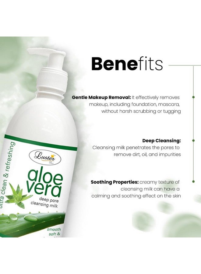 Luster Aloe Vera Cleansing Milk | Enriched With Natural Extracts | Ultra Clean & Refreshing | Cleansing Milk For Face Makeup Remover (Paraben & Sulfate Free) - 500 ml - Image 2
