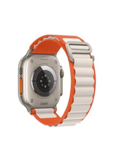 BAND2u Dual Color Alpine Loop Nylone Replacement Band for Apple Watch Ultra Series 8 49mm 45mm 44mm 42mm - Orange White 