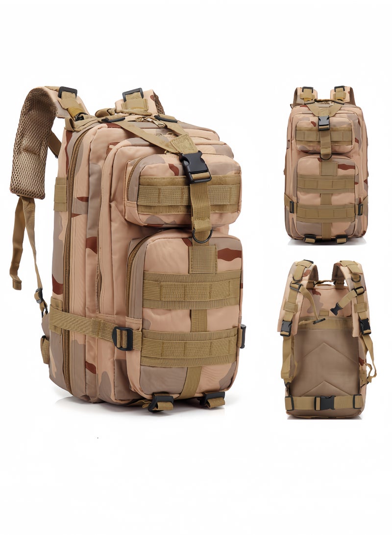 nihao Tactical Backpack Outdoor 3P Camouflage Canvas Backpack Mountaineering Trekking Camping Backpack Waterproof Sports Travel Camping Backpack Multifunctional Outdoor Camouflage Tactical Backpack-Three Sand Colors , 30 L , 25CM*23CM*45CM - Image 1