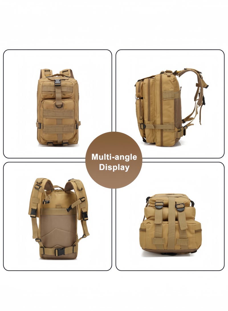 nihao Tactical Backpack Outdoor 3P Camouflage Canvas Backpack Mountaineering Trekking Camping Backpack Waterproof Sports Travel Camping Backpack Multifunctional Outdoor Camouflage Tactical Backpack-Three Sand Colors , 30 L , 25CM*23CM*45CM - Image 4