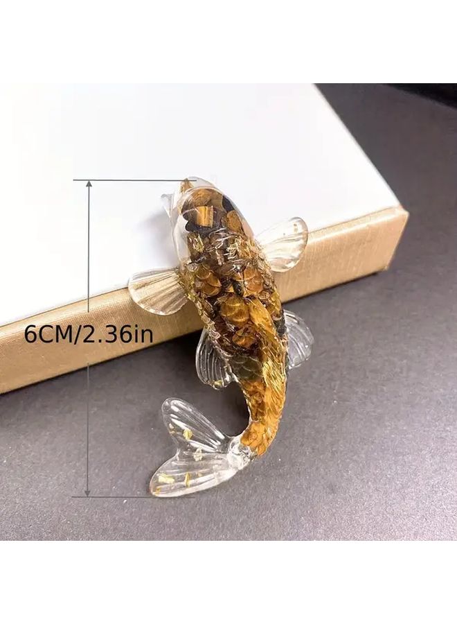 Koi Golden Foil Crystal Glue Dropping Fish Ornament Desktop Car Home Office Decor - Image 5
